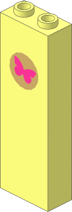 Brick  1 x  2 x  5 with Dark Pink Butterfly Sticker