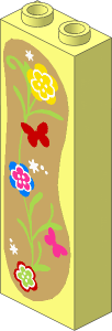 Brick  1 x  2 x  5 with Flowers and Butterflies Right Sticker