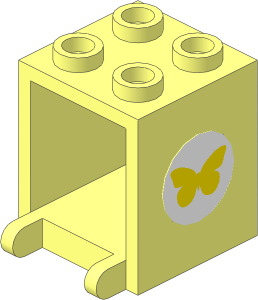 Container Box  2 x  2 x  2 Hollow Studs with Yellow Butterfly Sticker