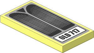 Tile  2 x  4 with Car Radiator and Black "OLD 717" License Plate Sticker