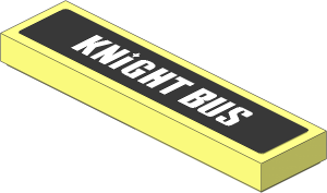 Tile  1 x  4 with White "KNIGHT BUS" on Black Background Sticker