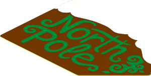 Sticker  1.6 x  2.5 Pentagonal with Metallic Gold "North Pole" and Snow