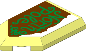 Tile  3 x  2 with Angled End with Metallic Gold "North Pole" and Snow Sticker