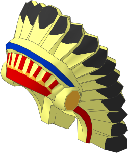 Minifig Headdress American Indian Warbonnet with Coloured Feathers Pattern