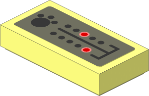 Tile  1 x  2 with Red, Black and Metallic Silver Buttons Sticker