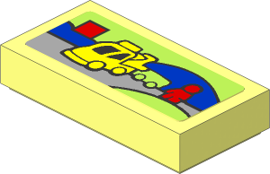 Tile  1 x  2 with Miniature Set 10814 Sticker