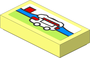 Tile  1 x  2 with Miniature Set 41129 Sticker