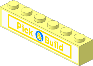 Brick  1 x  6 with "Pick & Build" Sticker