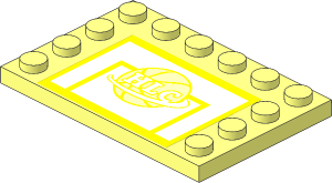 Plate  4 x  6 with 12 Studs on Three Edges with Basketball Backboard with Ball and "HLC" Sticker