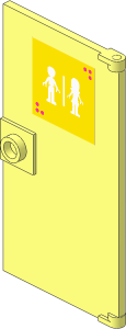Door  1 x  4 x  6 Smooth with Square Handle Plinth with White and Lavender Restroom Sign Sticker