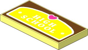 Tile  2 x  4 with Heart and "HIGH SCHOOL" Plaque Sticker