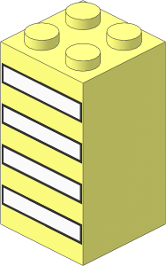 Brick  2 x  2 x  3 with 4 White Stripes Pattern