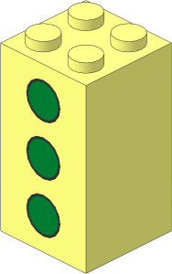 Brick  2 x  2 x  3 with Green Dots Pattern