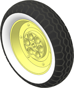 Wheel 20 x 62 Motorcycle Solid with White Outer Rim Pattern with Tyre 20 / 33 x 62 Motorcycle