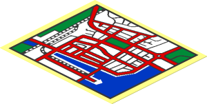 Sticker  2.8 x  3.3 with City with Harbour Street Map