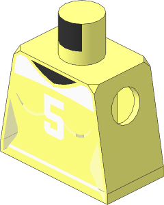 Minifig Torso with Female Shirt and White Number 5 Pattern