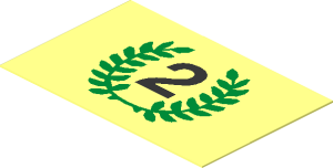 Sticker  1.1 x  1.7 with Black Number "2" and Green Laurels on Transparent Background