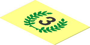 Sticker  1.1 x  1.7 with Black Number "3" and Green Laurels on Transparent Background