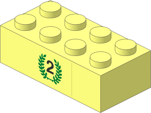 Brick  2 x  4 with Black Number "2" and Laurels Sticker