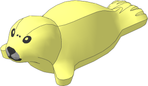 Animal Seal Baby with Black Eyes and Mouth with Light Bluish Grey Nozzle Pattern