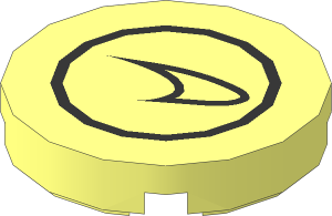 Tile  2 x  2 Round with Round Underside Stud with Silver McLaren Logo Pattern