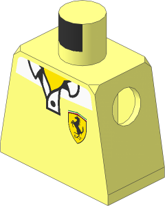 Minifig Torso with Ferrari Logo and White Collar Pattern