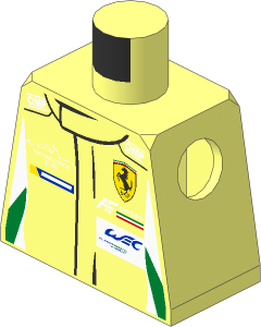 Minifig Torso with Race Suit with Logos and Tricolor Stripes Pattern