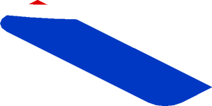 ~Sticker  0.8 x  1.9 with White Adler Pelzer Logo and Blue Triangle on Red Background Right - Sixth Face
