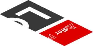 ~Sticker  0.8 x  1.9 with White Logos on Black and Red Background Right - Fourth Face