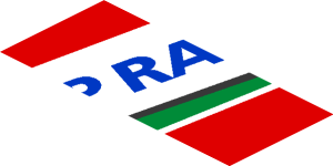 ~Sticker  0.8 x  1.9 with Blue SMP Racing Logo in White Stripe on Red Background Right - Third Face