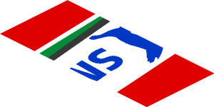 ~Sticker  0.8 x  1.9 with Blue SMP Racing Logo in White Stripe on Red Background Left - Second Face