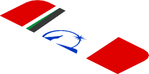~Sticker  0.8 x  1.9 with Blue SMP Racing Logo in White Stripe on Red Background Left - First Face