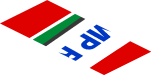 ~Sticker  0.8 x  1.9 with Blue SMP Racing Logo in White Stripe on Red Background Left - Third Face