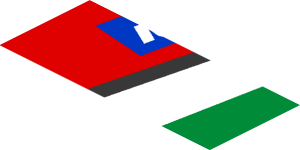 ~Sticker  0.8 x  1.9 with Michelin Logo and Green Triangle on Red Background Right - Fifth Face