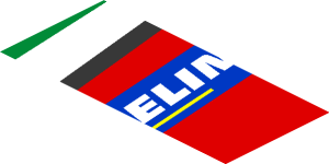 ~Sticker  0.8 x  1.9 with Michelin Logo and Green Triangle on Red Background Left - Second Face