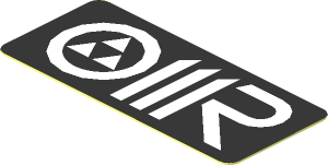 Sticker  0.8 x  1.8 with White OMR Logo on Black Background