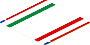 Sticker  1.8 x  1.8 with Tricolor Stripe on Red Background
