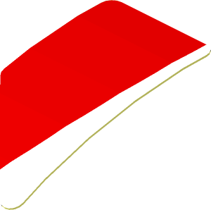 Sticker  0.8 x  1.6 with White Arc on Red Background Right (Formed)