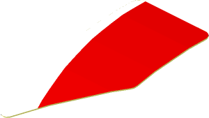 Sticker  0.8 x  1.6 with White Arc on Red Background Left (Formed)
