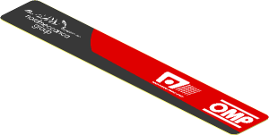 Sticker  0.6 x  3.8 with White Logos on Black and Red Background Right