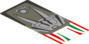 Sticker  1.8 x  4.0 with Tricolor Stripes and Engine on Red Background