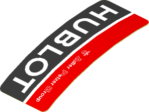 Sticker  0.8 x  1.9 with White Logos on Black and Red Background Right (Formed)