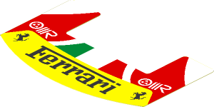 Sticker  2.4 x  3.8 with Ferrari Logo and Tricolor Stripe on Red Background
