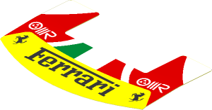 Sticker  2.4 x  3.8 with Ferrari Logo and Tricolor Stripe on Red Background (Formed)