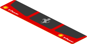 Sticker  0.8 x  3.8 with Three Black Air Vents and Grey Horse on Red Background