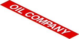 Sticker  1.1 x  8 with "OIL COMPANY" Sign on Red Background