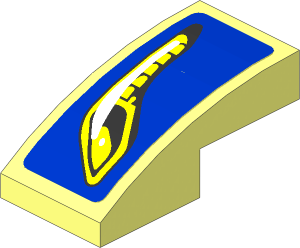 Slope Brick Curved  2 x  1 with Yellow Headlamp on Blue Background Right Sticker
