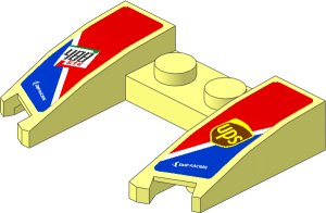 Wedge  3 x  4 x  0.667 with 488 GTE and UPS Logos on Blue Triangle on Red Background Sticker