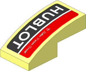 Slope Brick Curved  2 x  1 with White Logos on Black and Red Background Right Sticker