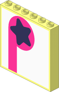 Panel  1 x  6 x  5 with Coral Star on Magenta Circle and Stripe Sticker